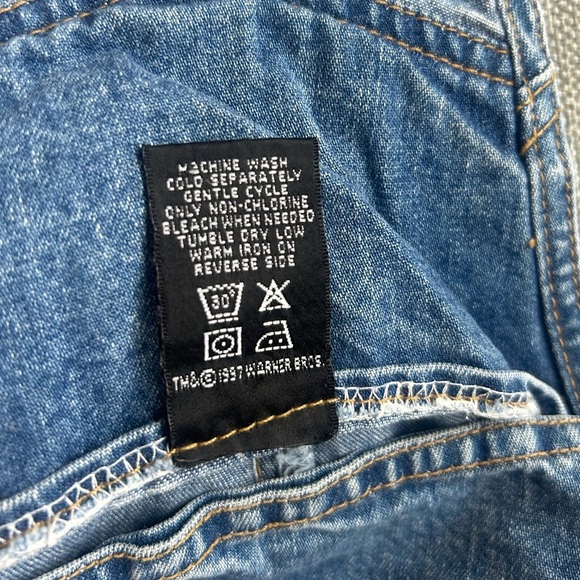 Vintage Warner Bros 1997 Looney Tunes Embroidered Blue Denim Overalls - Picture 8 of 16